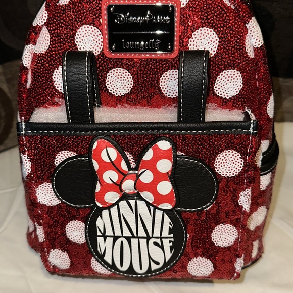 DISNEYPARKS EXCLUSIVE LOUNGEFLY MINNIE EARS SEQUINED BACKPACK HEADBAND COMBO - Picture 2 of 15